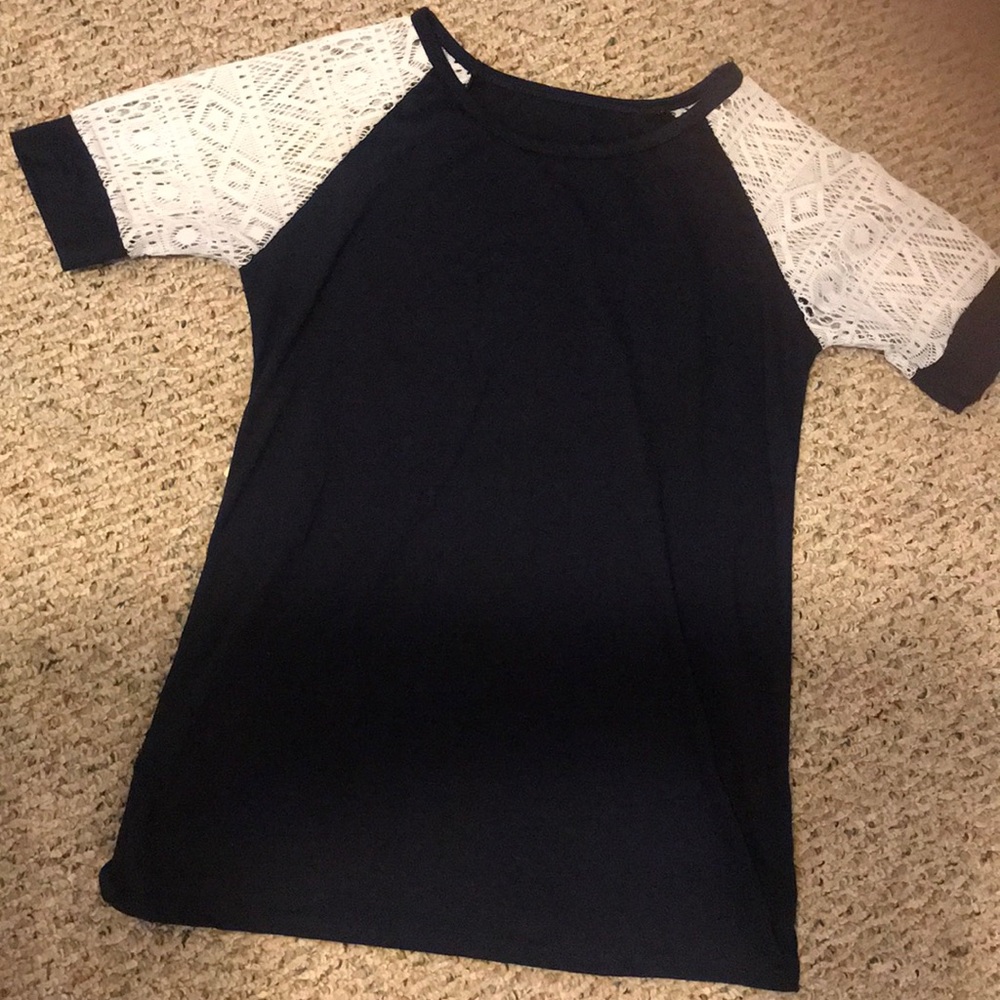 Navy blue lace sleeves
